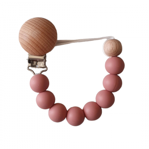 Attache-tétine perles rose poudré