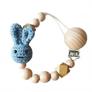 Attache-tétine lapin bleu