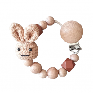 Attache-tétine lapin beige