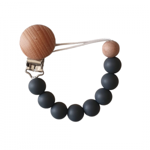 Attache-tétine perles grises