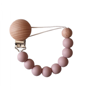 Attache-tétine perles roses