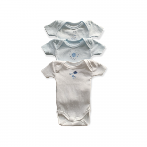 Body bleu "planètes" manches courtes