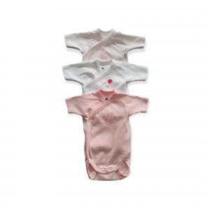 Body croisé rose "planète" manches courtes