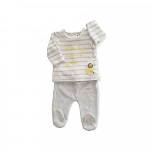 Ensemble 2 pièces en velours " Hello little one"